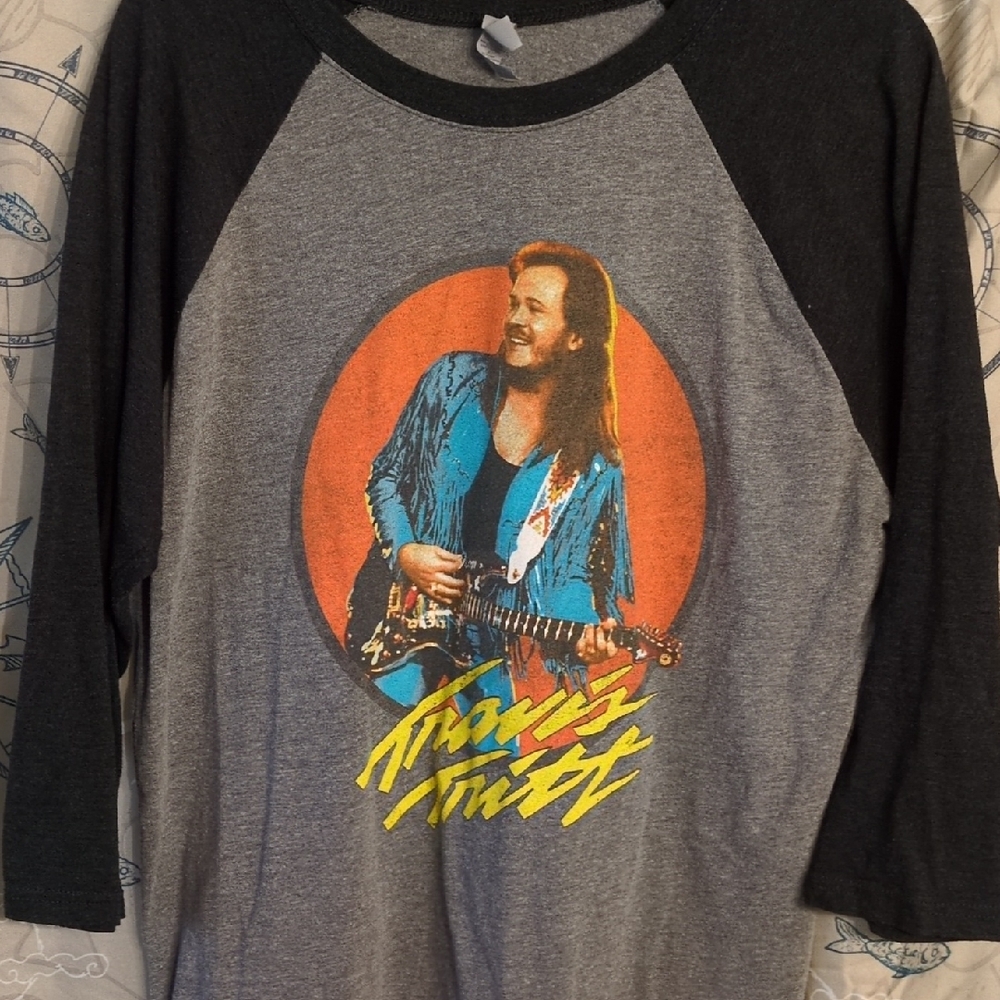 Next Level Apparel Black and Gray Graphic Raglan Shirt